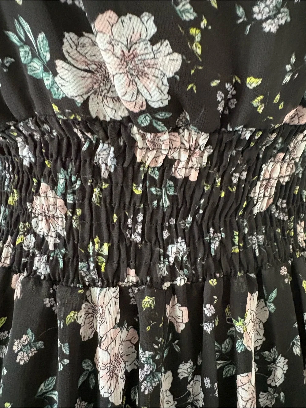 Sweet Storm Black Floral High-Low Tiered Boho Flowy Midi / Maxi Dress Medium - Picture 8 of 8